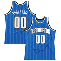 Custom Basketball Jersey, Blue White Black Pinstripe Sportswear Jersey Shirt, Athletic Mesh Moisture Wicking Jersey, Casual Gift for Men