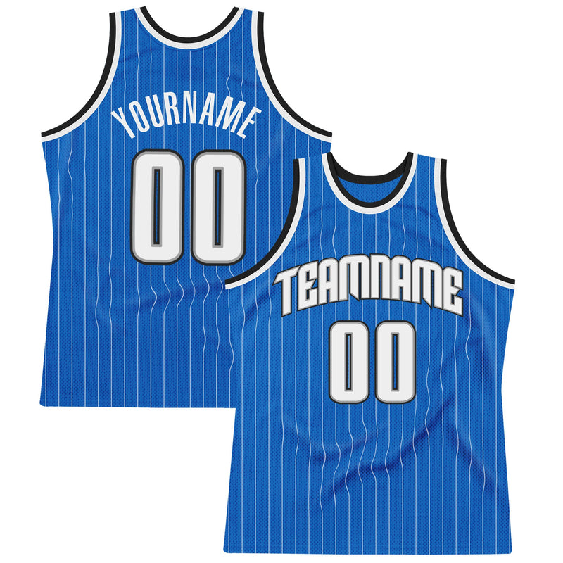 Custom Basketball Jersey, Blue White Black Pinstripe Sportswear Jersey Shirt, Athletic Mesh Moisture Wicking Jersey, Casual Gift for Men