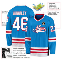 Custom Hockey Jersey, Blue White Red Sportswear Jersey Shirt, Athletic Sportswear Jersey, Casual Gift for Men