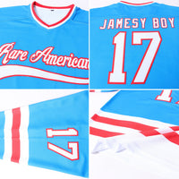 Custom Hockey Jersey, Blue White Red Sportswear Jersey Shirt, Athletic Sportswear Jersey, Casual Gift for Men