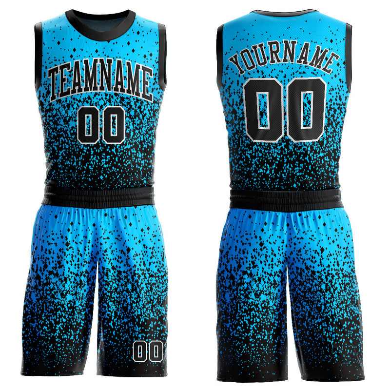 Custom Basketball Jersey, Blue Black White Sportswear Jersey Shirt, Athletic Mesh Moisture Wicking Jersey, Casual Gift for Men