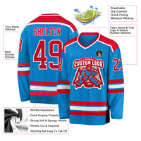 Custom Hockey Jersey, Blue Red White Sportswear Jersey Shirt, Athletic Moisture Wicking Jersey, Casual Gift for Men