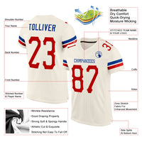 Custom Football Jersey, Cream Red Royal Sportswear Jersey Shirt, Athletic Mesh Moisture Wicking Jersey, Casual Gift for Men