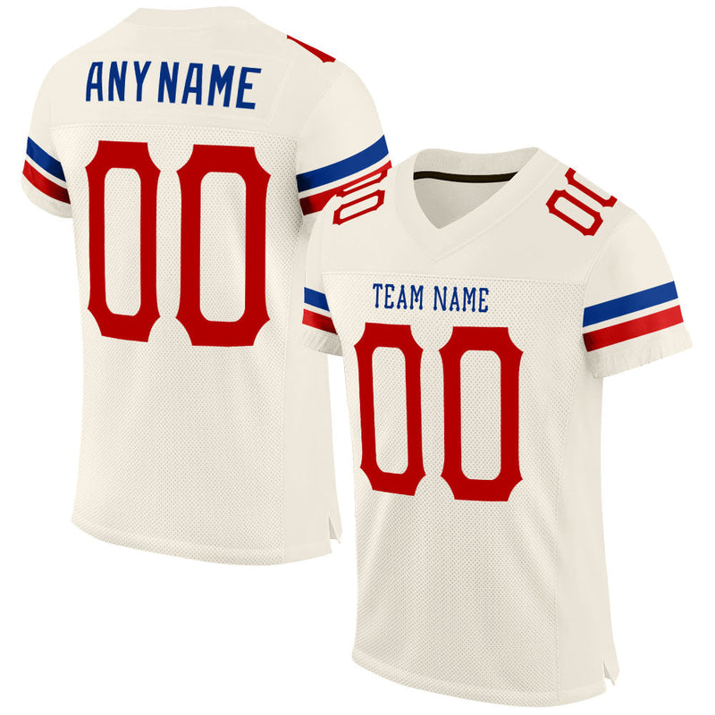 Custom Football Jersey, Cream Red Royal Sportswear Jersey Shirt, Athletic Mesh Moisture Wicking Jersey, Casual Gift for Men