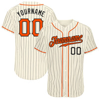 Custom Baseball Jersey, Cream Black Orange Pinstripe Sportswear Jersey Shirt, Athletic Button Down Moisture Wicking Jersey, Casual Gift for Men