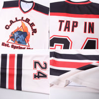 Custom Hockey Jersey, Cream Black Red Sportswear Jersey Shirt, Athletic Long Sleeve V Neck Jersey, Casual Gift for Men, Style Cream0296