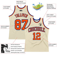 Custom Basketball Jersey, Cream Orange Royal Throwback Sportswear Jersey Shirt, Athletic Mesh Moisture Wicking Jersey, Casual Gift for Men