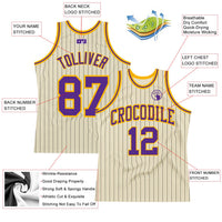 Custom Basketball Jersey, Cream Black Purple Pinstripe Sportswear Jersey Shirt, Athletic Mesh Moisture Wicking Jersey, Casual Gift for Men
