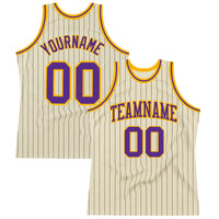 Custom Basketball Jersey, Cream Black Purple Pinstripe Sportswear Jersey Shirt, Athletic Mesh Moisture Wicking Jersey, Casual Gift for Men