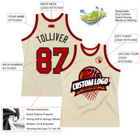 Custom Basketball Jersey, Cream Red Black Sportswear Jersey Shirt, Athletic Mesh Moisture Wicking Jersey, Casual Gift for Men, Style Cream0513