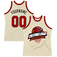 Custom Basketball Jersey, Cream Red Black Sportswear Jersey Shirt, Athletic Mesh Moisture Wicking Jersey, Casual Gift for Men, Style Cream0513