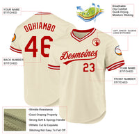 Custom Baseball Jersey, Cream Red White Throwback Sportswear Jersey Shirt, Athletic V Neck Moisture Wicking Jersey, Casual Gift for Men