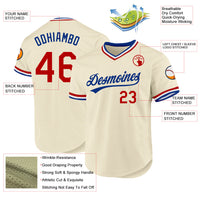 Custom Baseball Jersey, Cream Red Royal Sportswear Jersey Shirt, Athletic V Neck Moisture Wicking Jersey, Casual Gift for Men, Style Cream0637