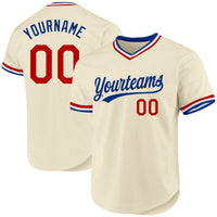 Custom Baseball Jersey, Cream Red Royal Sportswear Jersey Shirt, Athletic V Neck Moisture Wicking Jersey, Casual Gift for Men, Style Cream0637