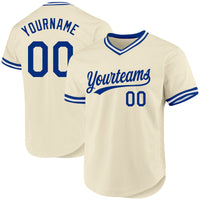 Custom Baseball Jersey, Cream Royal White Throwback Sportswear Jersey Shirt, Athletic V Neck Moisture Wicking Jersey, Casual Gift for Men