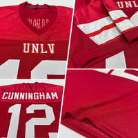 Custom Football Jersey, Red White Sportswear Jersey Shirt, Athletic Mesh Moisture Wicking Jersey, Casual Gift for Men