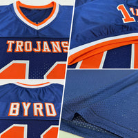 Custom Football Jersey, Navy Orange White Sportswear Jersey Shirt, Athletic Mesh Moisture Wicking Jersey, Casual Gift for Men, Style Navy0891