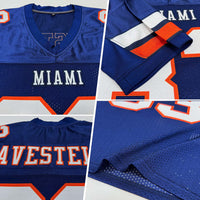 Custom Football Jersey, Navy White Orange Sportswear Jersey Shirt, Athletic Mesh Moisture Wicking Jersey, Casual Gift for Men, Style Navy0081