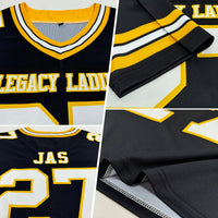 Custom Football Jersey, Black White Gold Sportswear Jersey Shirt, Athletic Moisture Wicking Breathable Jersey, Casual Gift for Men
