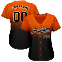 Custom Baseball Jersey, Orange Black White Fashion Sportswear Jersey Shirt, Athletic Button Down Moisture Wicking Jersey, Casual Gift for Men