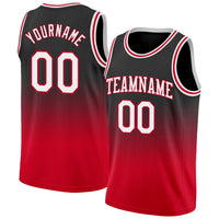 Custom Basketball Jersey, Black White Red Fashion Sportswear Jersey Shirt, Athletic Mesh Moisture Wicking Jersey, Casual Gift for Men