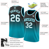 Custom Basketball Jersey, Black White Teal Fashion Sportswear Jersey Shirt, Athletic Mesh Moisture Wicking Jersey, Casual Gift for Men