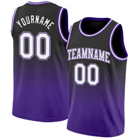 Custom Basketball Jersey, Black White Purple Fashion Sportswear Jersey Shirt, Athletic Mesh Moisture Wicking Jersey, Casual Gift for Men