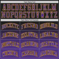 Custom Basketball Jersey, Black Purple Gold Fashion Sportswear Jersey Shirt, Athletic Mesh Moisture Wicking Jersey, Casual Gift for Men