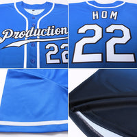Custom Baseball Jersey, Royal White Black Fashion Sportswear Jersey Shirt, Athletic Button Down Moisture Wicking Jersey, Casual Gift for Men