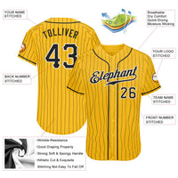 Custom Baseball Jersey, Yellow Black White Pinstripe Sportswear Jersey Shirt, Athletic Button Down Moisture Wicking Jersey, Casual Gift for Men