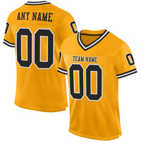 Custom Football Jersey, Gold Black White Sportswear Jersey Shirt, Athletic Mesh Moisture Wicking Jersey, Casual Gift for Men, Style Gold0116