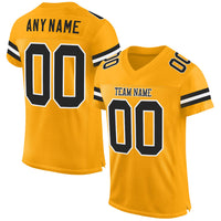 Custom Football Jersey, Gold Black White Sportswear Jersey Shirt, Athletic Mesh Moisture Wicking Jersey, Casual Gift for Men, Style Gold0150