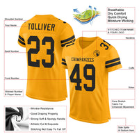 Custom Football Jersey, Gold Black Sportswear Jersey Shirt, Athletic Mesh Moisture Wicking Jersey, Casual Gift for Men