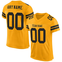Custom Football Jersey, Gold Black Sportswear Jersey Shirt, Athletic Mesh Moisture Wicking Jersey, Casual Gift for Men