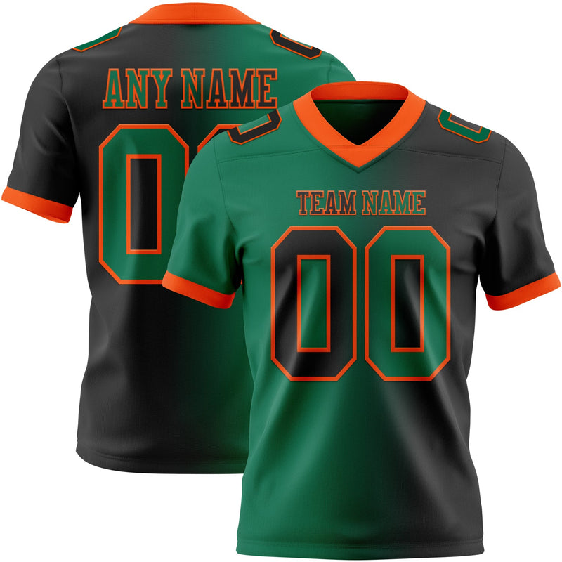 Custom Football Jersey, Black Kelly Green Fashion Sportswear Jersey Shirt, Athletic Moisture Wicking Breathable Jersey, Casual Gift for Men