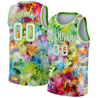 Custom Basketball Jersey, White Neon Green Sportswear Jersey Shirt, Athletic Mesh Moisture Wicking Jersey, Casual Gift for Men