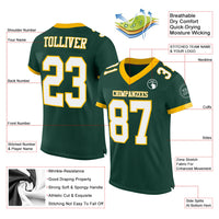 Custom Football Jersey, Green White Gold Sportswear Jersey Shirt, Athletic Mesh Moisture Wicking Jersey, Casual Gift for Men