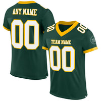 Custom Football Jersey, Green White Gold Sportswear Jersey Shirt, Athletic Mesh Moisture Wicking Jersey, Casual Gift for Men
