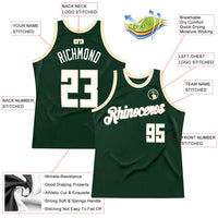 Custom Basketball Jersey, Green White Cream Authentic Sportswear Jersey Shirt, Athletic Mesh Moisture Wicking Jersey, Casual Gift for Men