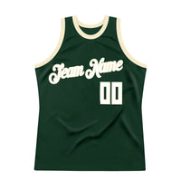Custom Basketball Jersey, Green White Cream Authentic Sportswear Jersey Shirt, Athletic Mesh Moisture Wicking Jersey, Casual Gift for Men