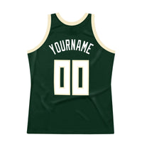 Custom Basketball Jersey, Green White Cream Authentic Sportswear Jersey Shirt, Athletic Mesh Moisture Wicking Jersey, Casual Gift for Men