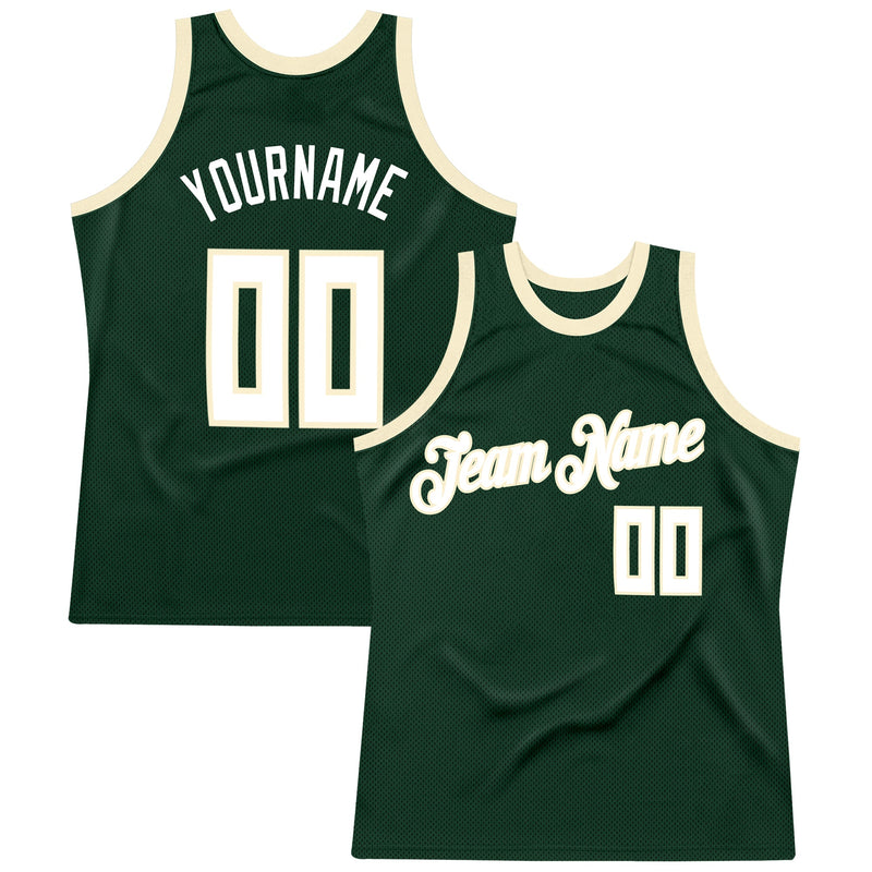 Custom Basketball Jersey, Green White Cream Authentic Sportswear Jersey Shirt, Athletic Mesh Moisture Wicking Jersey, Casual Gift for Men