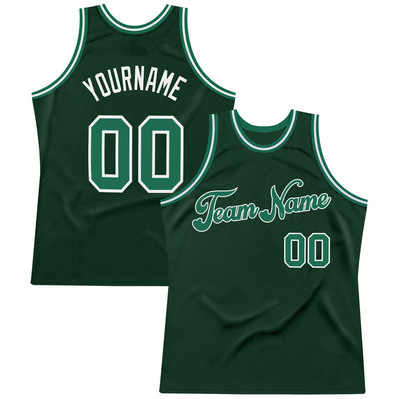Custom Basketball Jersey, Green Kelly White Authentic Sportswear Jersey Shirt, Athletic Mesh Moisture Wicking Jersey, Casual Gift for Men
