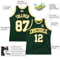 Custom Basketball Jersey, Green White Gold Throwback Sportswear Jersey Shirt, Athletic Mesh Moisture Wicking Jersey, Casual Gift for Men