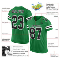 Custom Football Jersey, Green Black Sportswear Jersey Shirt, Athletic Mesh Moisture Wicking Jersey, Casual Gift for Men, Style KellyGreen0132