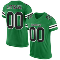 Custom Football Jersey, Green Black Sportswear Jersey Shirt, Athletic Mesh Moisture Wicking Jersey, Casual Gift for Men, Style KellyGreen0132