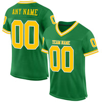 Custom Football Jersey, Green Gold Sportswear Jersey Shirt, Athletic Mesh Moisture Wicking Jersey, Casual Gift for Men, Style KellyGreen0260