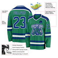Custom Hockey Jersey, Kelly Green Royal Sportswear Jersey Shirt, Athletic Long Sleeve V Neck Jersey, Casual Gift for Men, Style KellyGreen0281