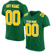 Custom Football Jersey, Kelly Green Gold Sportswear Jersey Shirt, Athletic Mesh Moisture Wicking Jersey, Casual Gift for Men