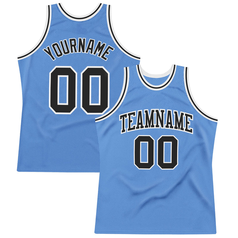 Custom Basketball Jersey, Light Blue Black White Throwback Sportswear Jersey Shirt, Athletic Mesh Moisture Wicking Jersey, Casual Gift for Men